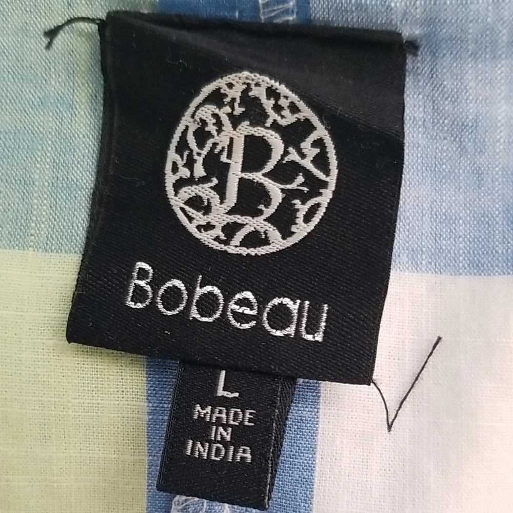 Bobeau Blue and Yellow Plaid Off-Shoulder Blouse - Picture 4 of 4